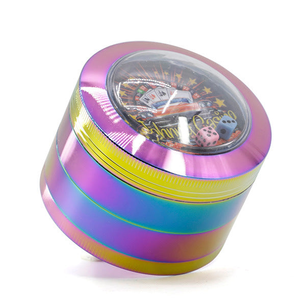 63MM 4 Part Zinc Alloy Transparent Dome Cover Ice Blue Playing Card Color Dice  Grinder