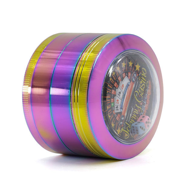 63MM 4 Part Zinc Alloy Transparent Dome Cover Ice Blue Playing Card Color Dice  Grinder