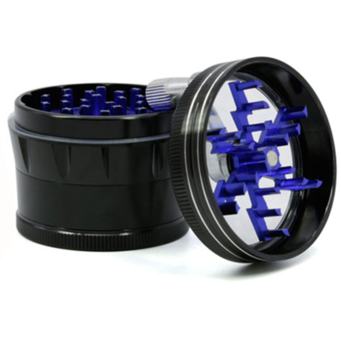 63MM 4 Piece Aluminum Alloy Lightning Rocker Herb Grinder-Black