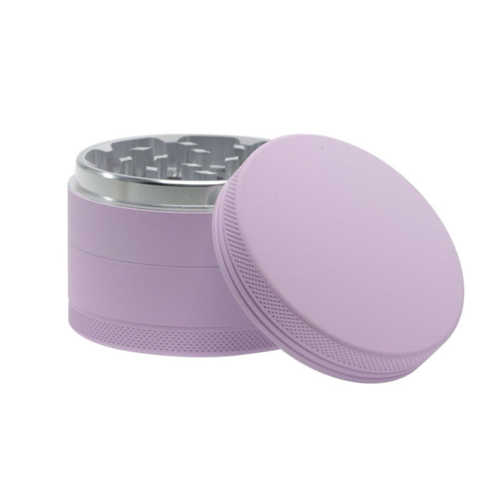 63MM 4 Piece Aluminum Alloy Silver Tooth Rubber Paint Type Smoke Grinder-Purple