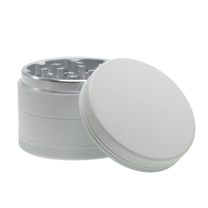 63MM 4 Piece Aluminum Alloy Silver Tooth Rubber Paint Type Smoke Grinder-White