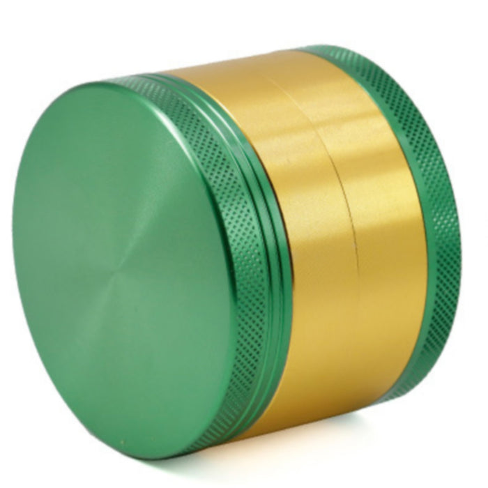 63MM 4 Piece Aluminum Alloy Two-Color Mixed Color Weed Grinder-Green-Gold
