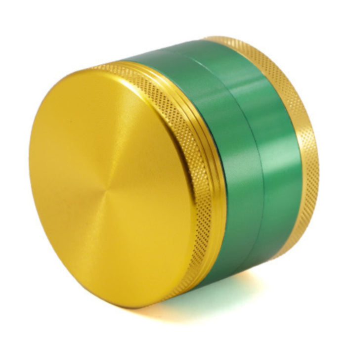 63MM 4 Piece Aluminum Alloy Two-Color Mixed Color Weed Grinder-Green-Gold
