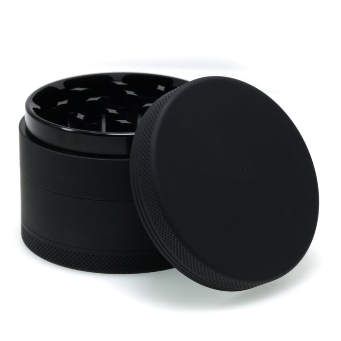 63MM 4 Piece Inner Aluminum Alloy Outer Layer Rubber Paint Smoke Grinder-Black