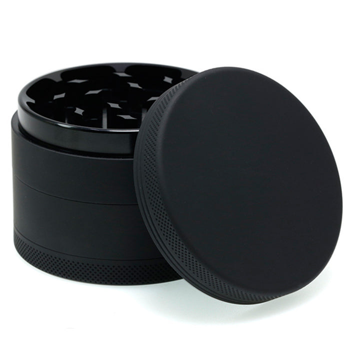 63MM 4 Piece Inner Aluminum Alloy Outer Layer Rubber Paint Smoke Grinder-Black