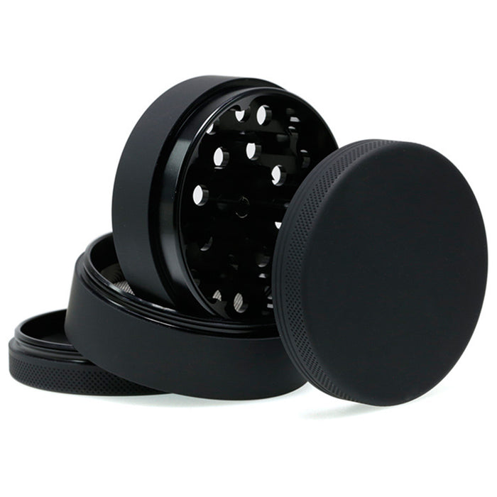 63MM 4 Piece Inner Aluminum Alloy Outer Layer Rubber Paint Smoke Grinder-Black