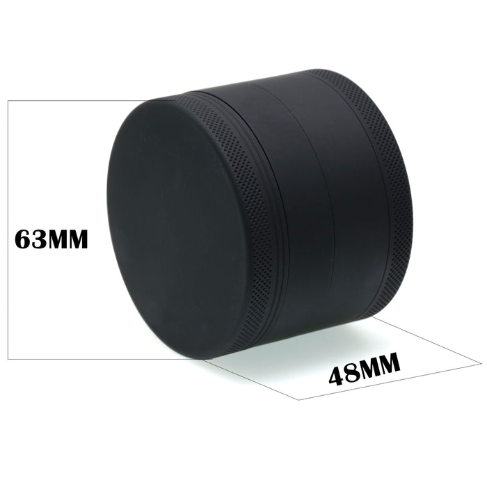 63MM 4 Piece Inner Aluminum Alloy Outer Layer Rubber Paint Smoke Grinder-Black
