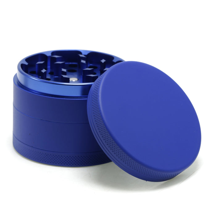 63MM 4 Piece Inner Aluminum Alloy Outer Layer Rubber Paint Smoke Grinder-Blue
