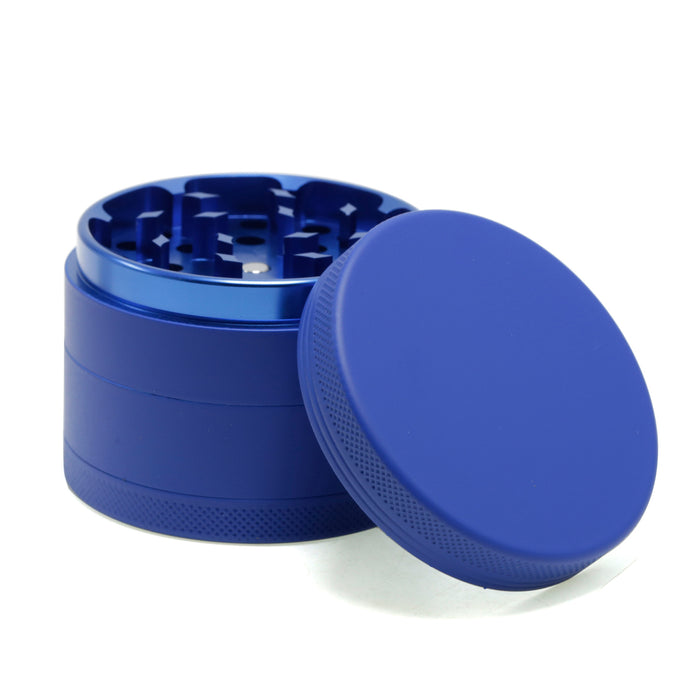 63MM 4 Piece Inner Aluminum Alloy Outer Layer Rubber Paint Smoke Grinder-Blue