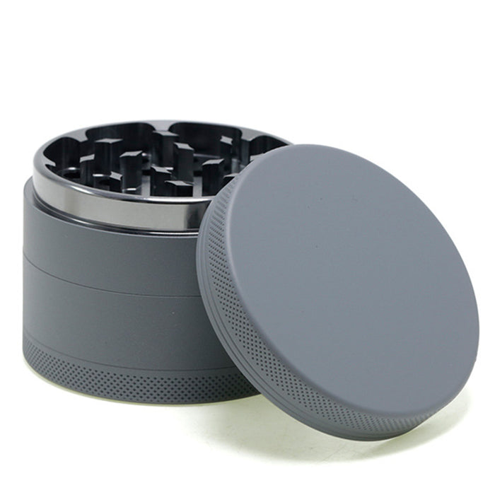 63MM 4 Piece Inner Aluminum Alloy Outer Layer Rubber Paint Smoke Grinder-Gray