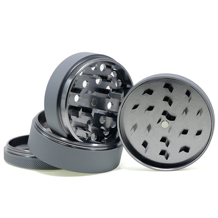 63MM 4 Piece Inner Aluminum Alloy Outer Layer Rubber Paint Smoke Grinder-Gray