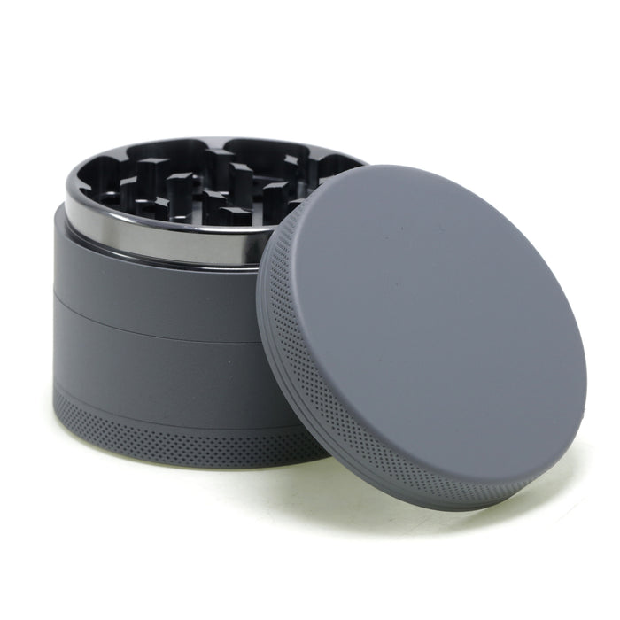 63MM 4 Piece Inner Aluminum Alloy Outer Layer Rubber Paint Smoke Grinder-Gray