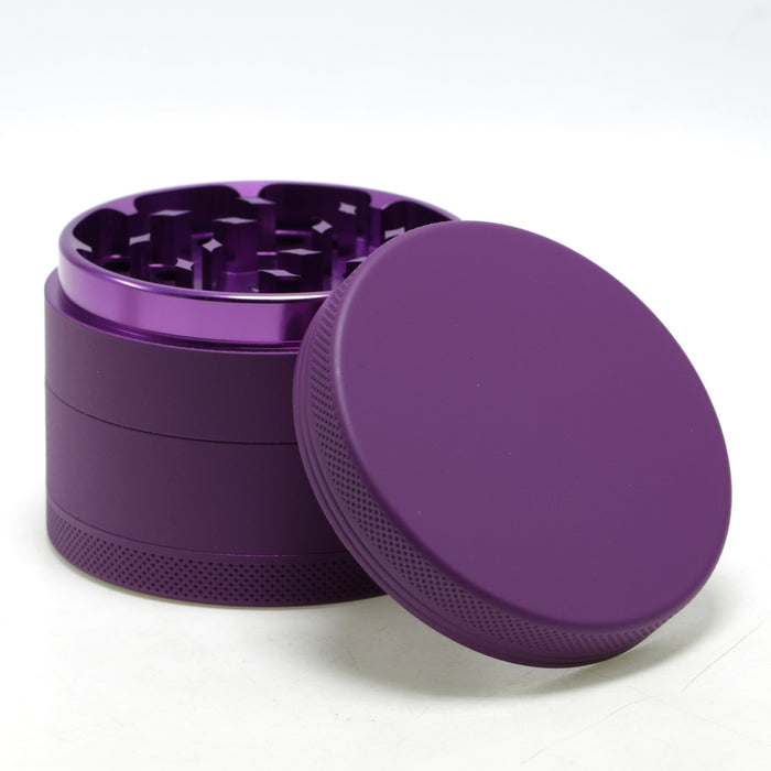 63MM 4 Piece Inner Aluminum Alloy Outer Layer Rubber Paint Smoke Grinder-Purple