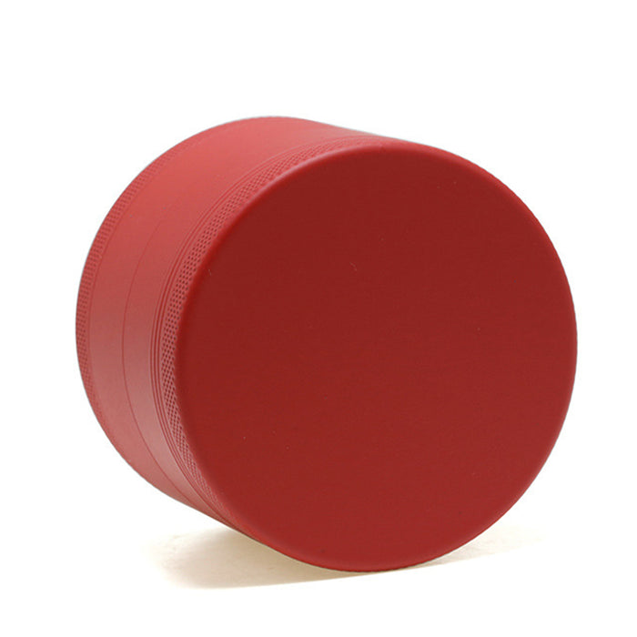 63MM 4 Piece Inner Aluminum Alloy Outer Layer Rubber Paint Smoke Grinder-Red