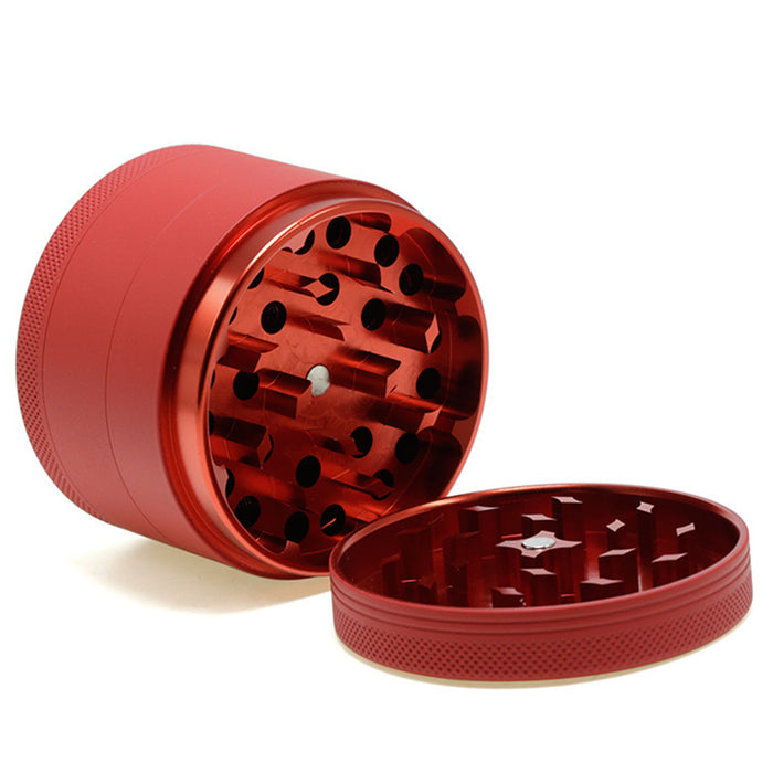 63MM 4 Piece Inner Aluminum Alloy Outer Layer Rubber Paint Smoke Grinder-Red
