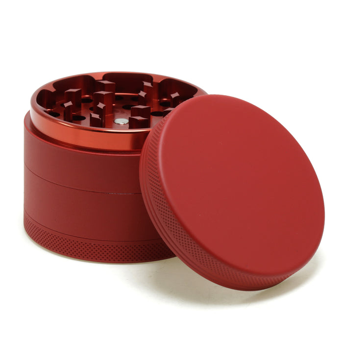 63MM 4 Piece Inner Aluminum Alloy Outer Layer Rubber Paint Smoke Grinder-Red