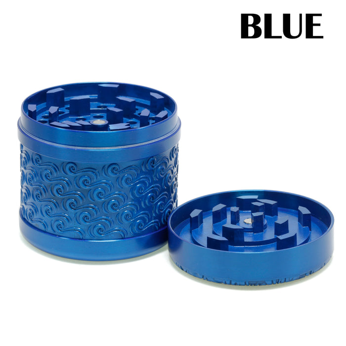 63MM 5 Layer Lucky Cloud Pattern Top Layer Zinc Alloy Herb Grinder-Blue