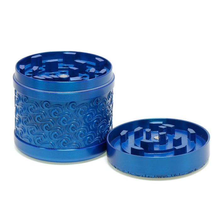 63MM 5 Layer Lucky Cloud Pattern Top Layer Zinc Alloy Herb Grinder-Blue