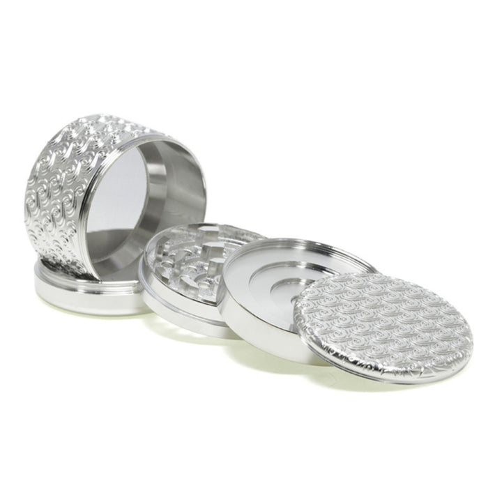 63MM 5 Layer Lucky Cloud Pattern Top Layer Zinc Alloy Herb Grinder-Silvery