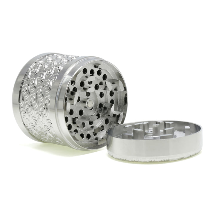 63MM 5 Layer Lucky Cloud Pattern Top Layer Zinc Alloy Herb Grinder-Silvery