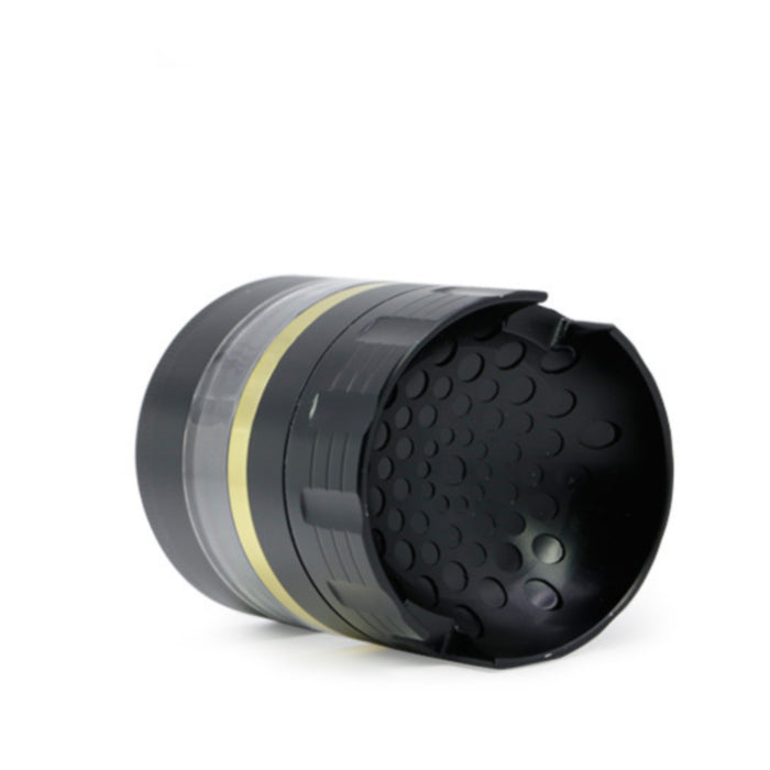 63MM 5 Layer Zinc Alloy Groove Bracket Concave Design Transparent Window Herb Grinder-Black
