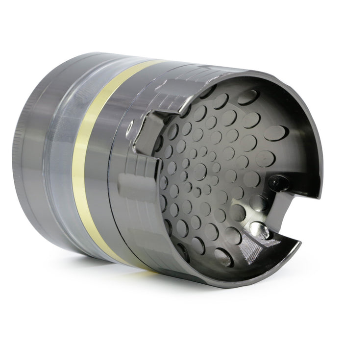 63MM 5 Layer Zinc Alloy Groove Bracket Concave Design Transparent Window Herb Grinder-Gun-Black