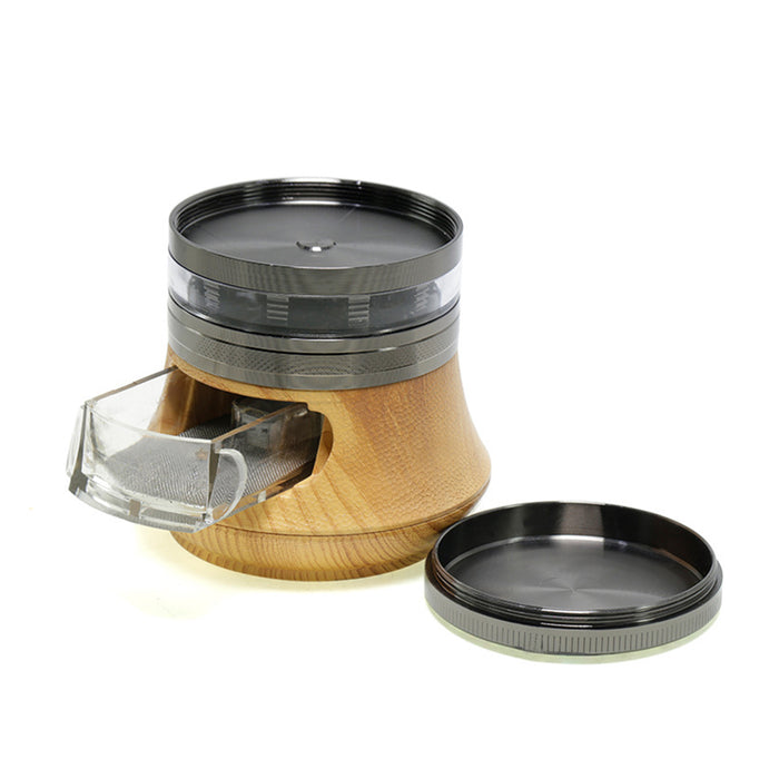 63MM 5 Part Top Cover Sequined Vase Appearance Drawer Type Herb Grinder-Gun Black