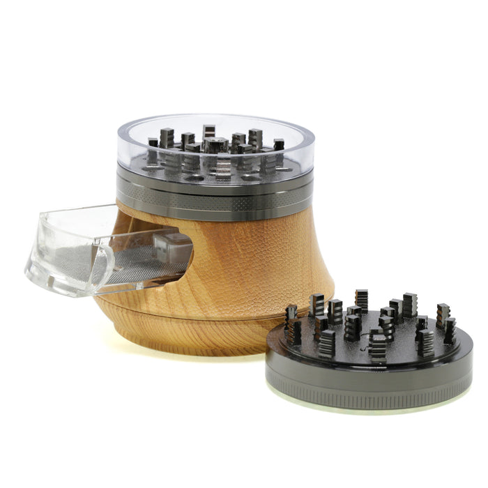 63MM 5 Part Top Cover Sequined Vase Appearance Drawer Type Herb Grinder-Gun Black