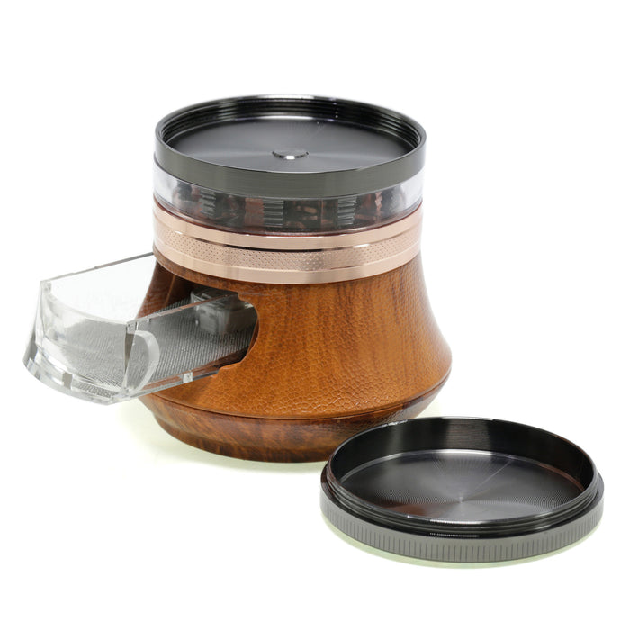 63MM 5 Part Top Cover Sequined Vase Appearance Drawer Type Herb Grinder-Rose Gold