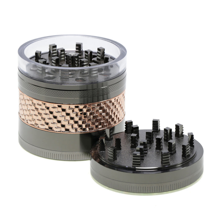 63MM 5 layer Zinc Alloy Top Cover Sequin Design Herb Grinder