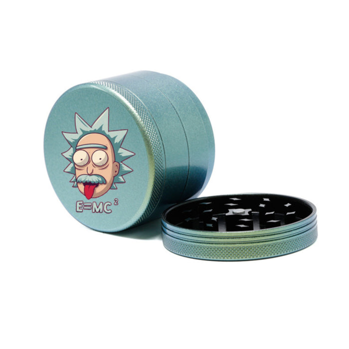 63MM Aluminum Alloy 4 Layers Gradient Color Colorful Cartoon Pattern Herb Grinder-Green
