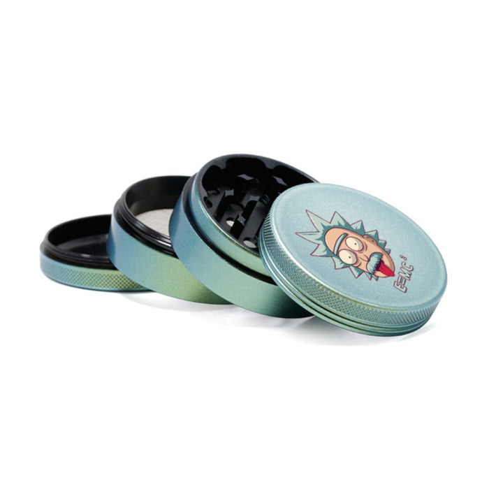 63MM Aluminum Alloy 4 Layers Gradient Color Colorful Cartoon Pattern Herb Grinder-Green