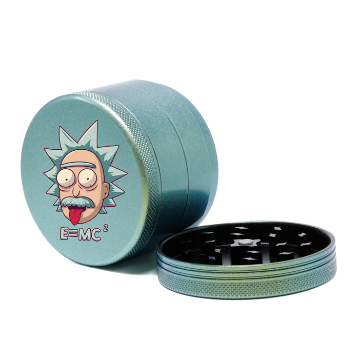 63MM Aluminum Alloy 4 Layers Gradient Color Colorful Cartoon Pattern Herb Grinder-Green