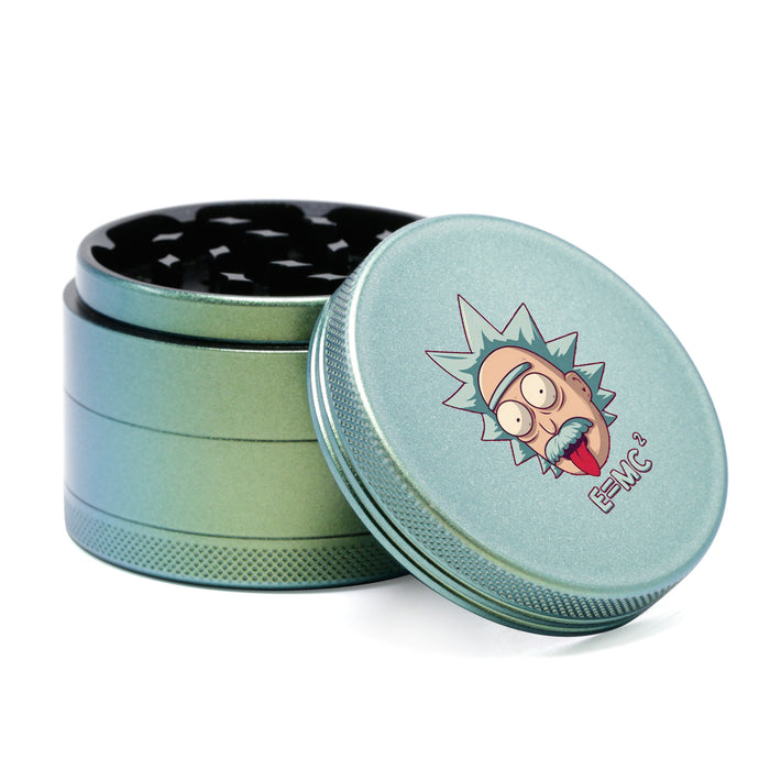 63MM Aluminum Alloy 4 Layers Gradient Color Colorful Cartoon Pattern Herb Grinder-Green