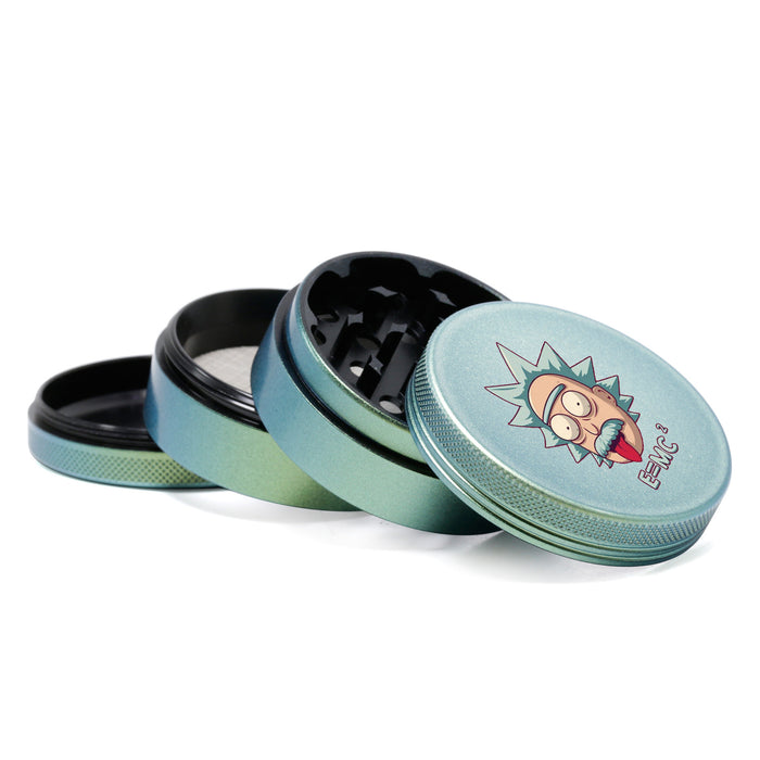 63MM Aluminum Alloy 4 Layers Gradient Color Colorful Cartoon Pattern Herb Grinder-Green