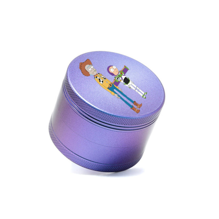63MM Aluminum Alloy 4 Layers Gradient Color Colorful Cartoon Pattern Herb Grinder-Purple