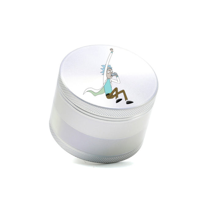 63MM Aluminum Alloy 4 Layers Gradient Color Colorful Cartoon Pattern Herb Grinder-Silver