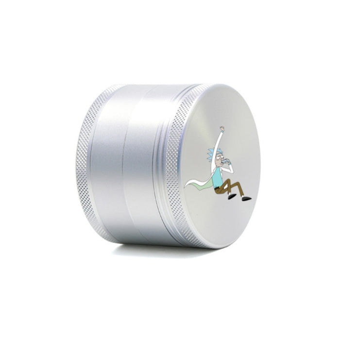 63MM Aluminum Alloy 4 Layers Gradient Color Colorful Cartoon Pattern Herb Grinder-Silver