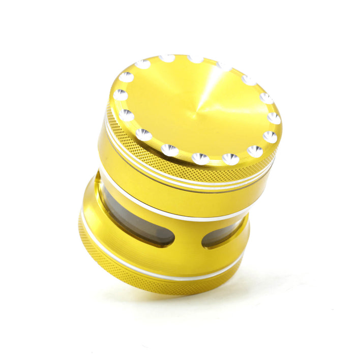 63MM Aluminum Alloy 4 Part Concave Dot Side Window Thin Waist  Grinder-Gold