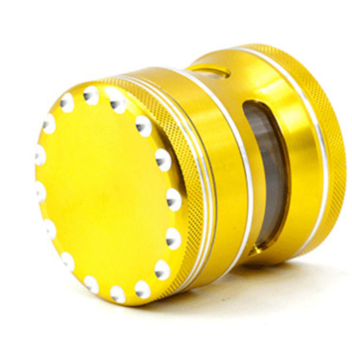 63MM Aluminum Alloy 4 Part Concave Dot Side Window Thin Waist  Grinder-Gold
