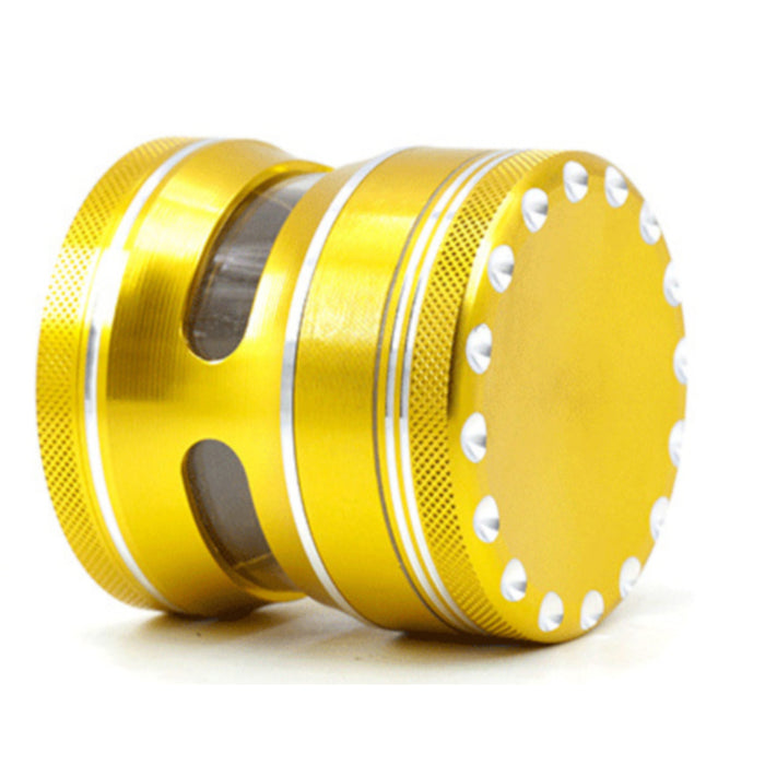 63MM Aluminum Alloy 4 Part Concave Dot Side Window Thin Waist  Grinder-Gold