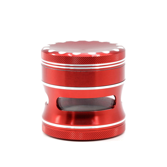 63MM Aluminum Alloy 4 Part Concave Dot Side Window Thin Waist  Grinder-Red