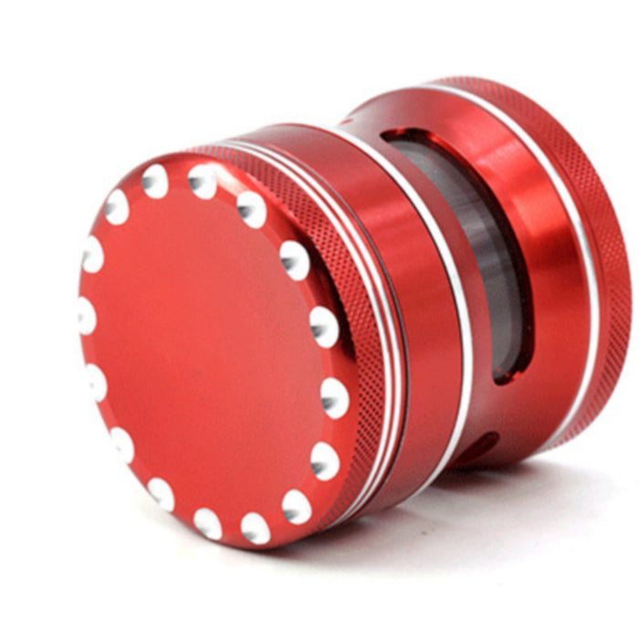 63MM Aluminum Alloy 4 Part Concave Dot Side Window Thin Waist  Grinder-Red