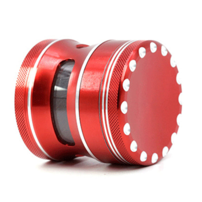 63MM Aluminum Alloy 4 Part Concave Dot Side Window Thin Waist  Grinder-Red