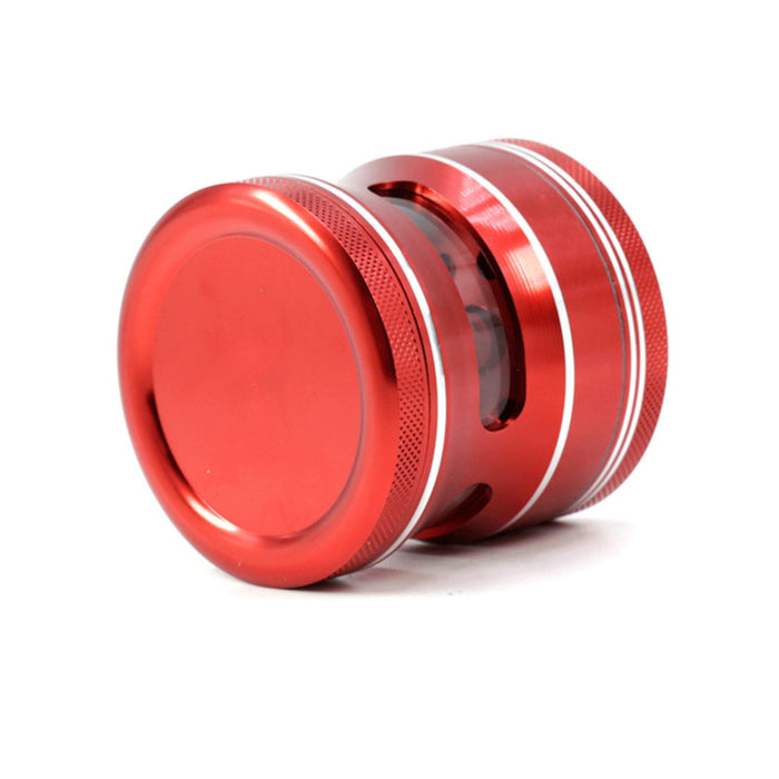 63MM Aluminum Alloy 4 Part Concave Dot Side Window Thin Waist  Grinder-Red