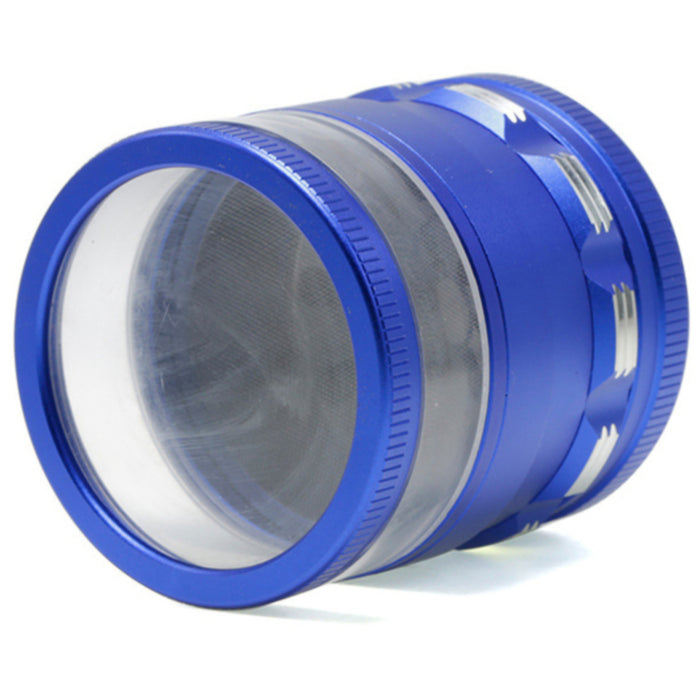 63MM Aluminum Alloy 4 Part Super Storage Layer Dry Herb Grinder-Blue Color