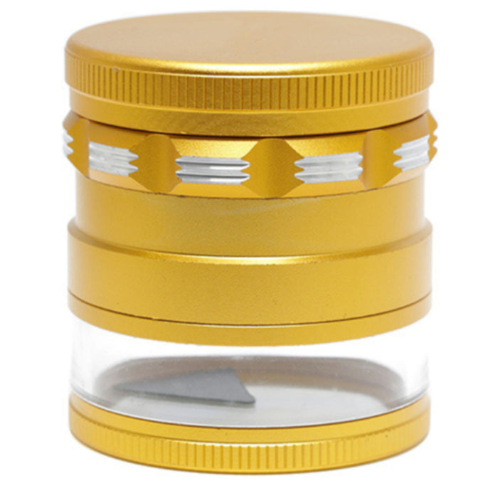 63MM Aluminum Alloy 4 Part Super Storage Layer Dry Herb Grinder-Gold Color