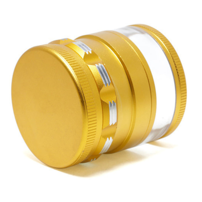 63MM Aluminum Alloy 4 Part Super Storage Layer Dry Herb Grinder-Gold Color