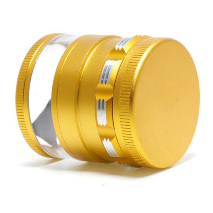 63MM Aluminum Alloy 4 Part Super Storage Layer Dry Herb Grinder-Gold Color