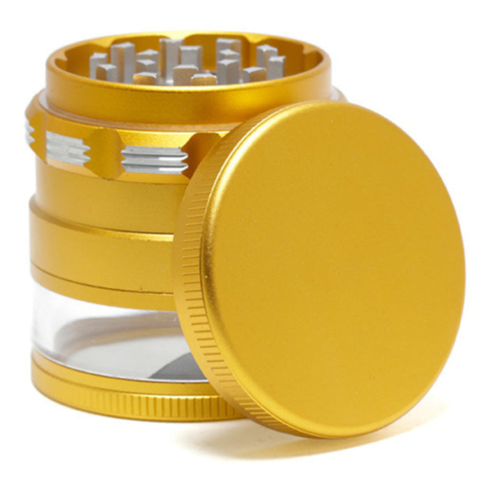 63MM Aluminum Alloy 4 Part Super Storage Layer Dry Herb Grinder-Gold Color
